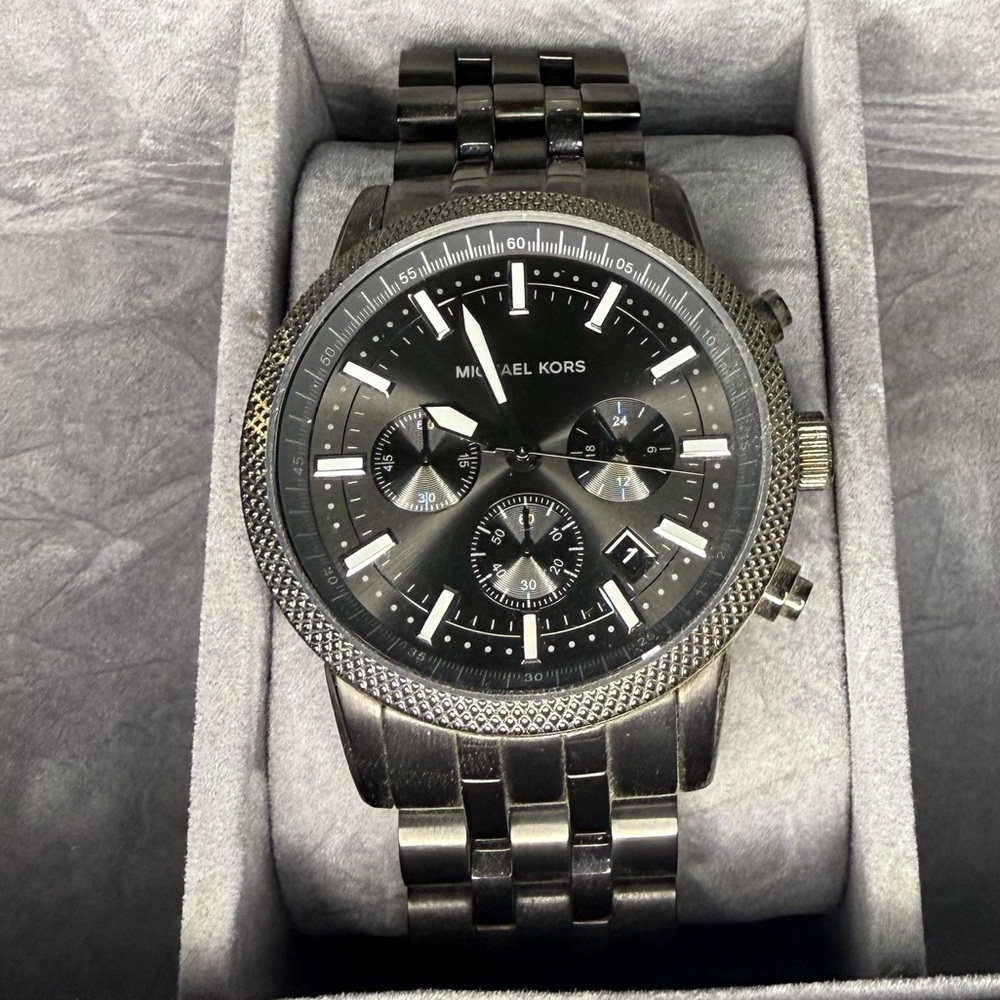 Michael Kors Black and Silver Chronograph Watch